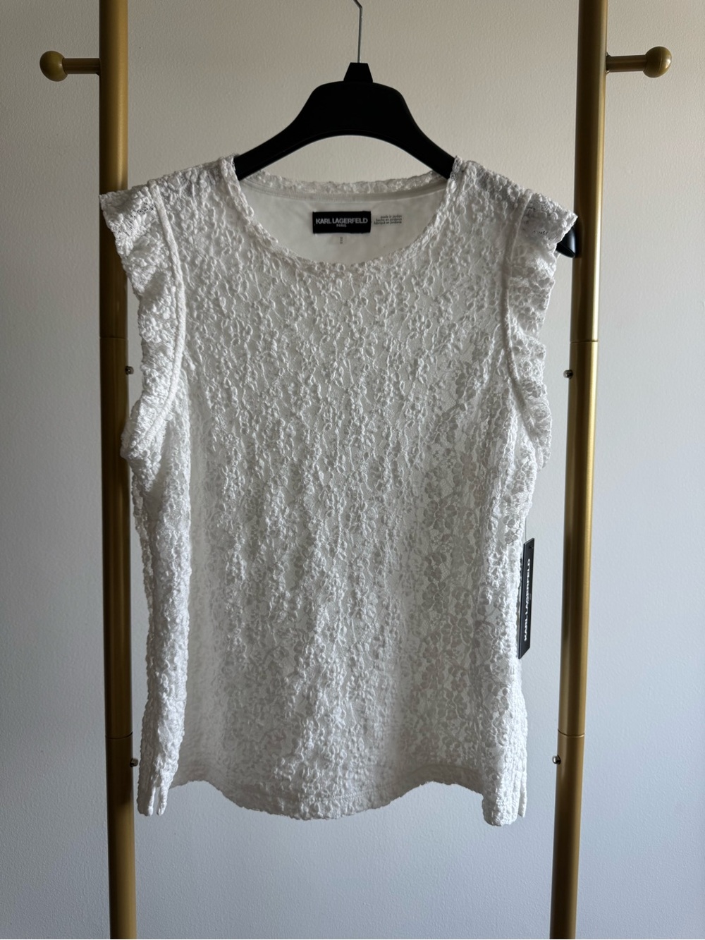 Karl Lagerfeld White Lace Camisole Top